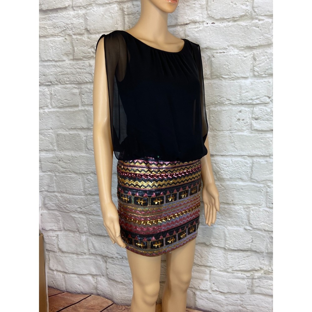 AIDAN MATTOX Sequin Dress Size 2 Party Dress Mini Dress Cocktail Dress Colorful